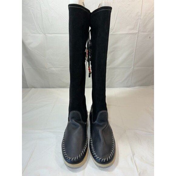 Anthropologie Buyamba Cycle of Hope Tall Black Lace up Boots Italy - Picture 5 of 14